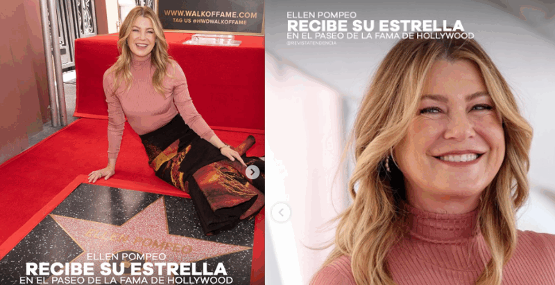Ellen Pompeo recibe estrella en el Paseo de la Fama de Hollywood