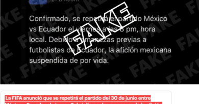 El supuesto ‘post’ de la FIFA anunciando la repetición del partido entre México y Ecuador es falso