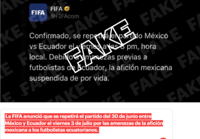 El supuesto ‘post’ de la FIFA anunciando la repetición del partido entre México y Ecuador es falso